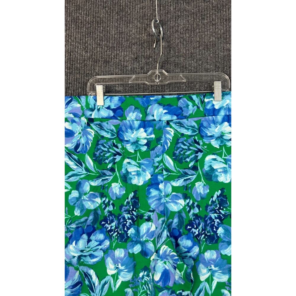 Belle Kim Gravel Capri Pants Womens 3X Tall Green Blue Floral Preppy Pockets - Picture 3 of 12